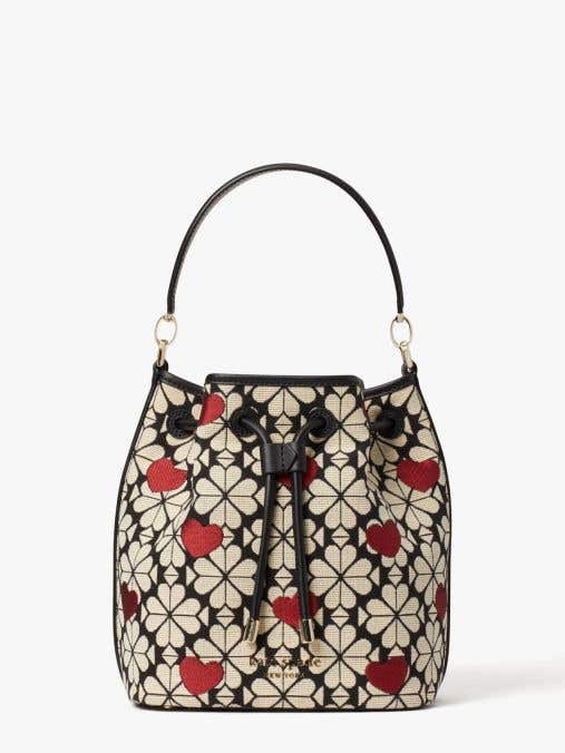 Kate Spade Flower Jacquard Hearts Medium Bucket Bag 1